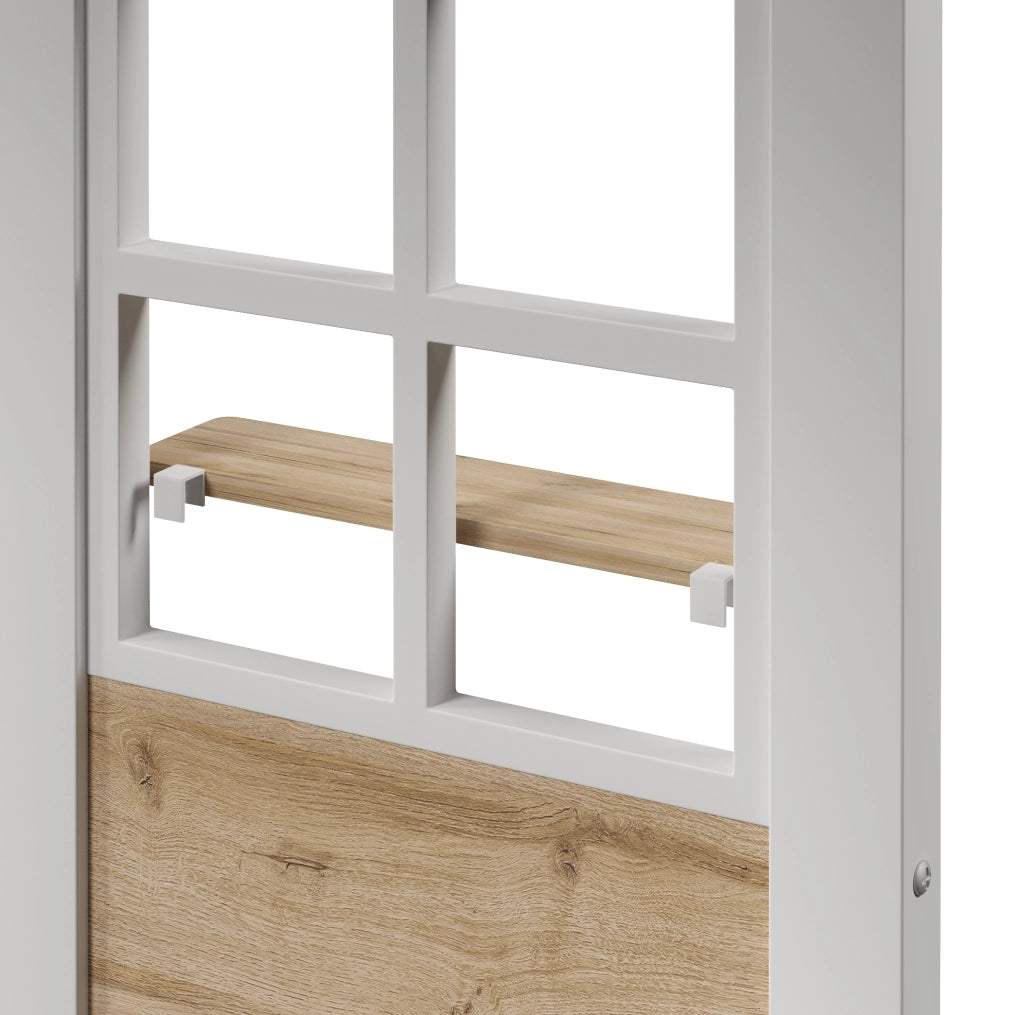 Letto a soppalco per bambini 90x200 cm con scala contenitore e area gioco; bianco HOMVRA