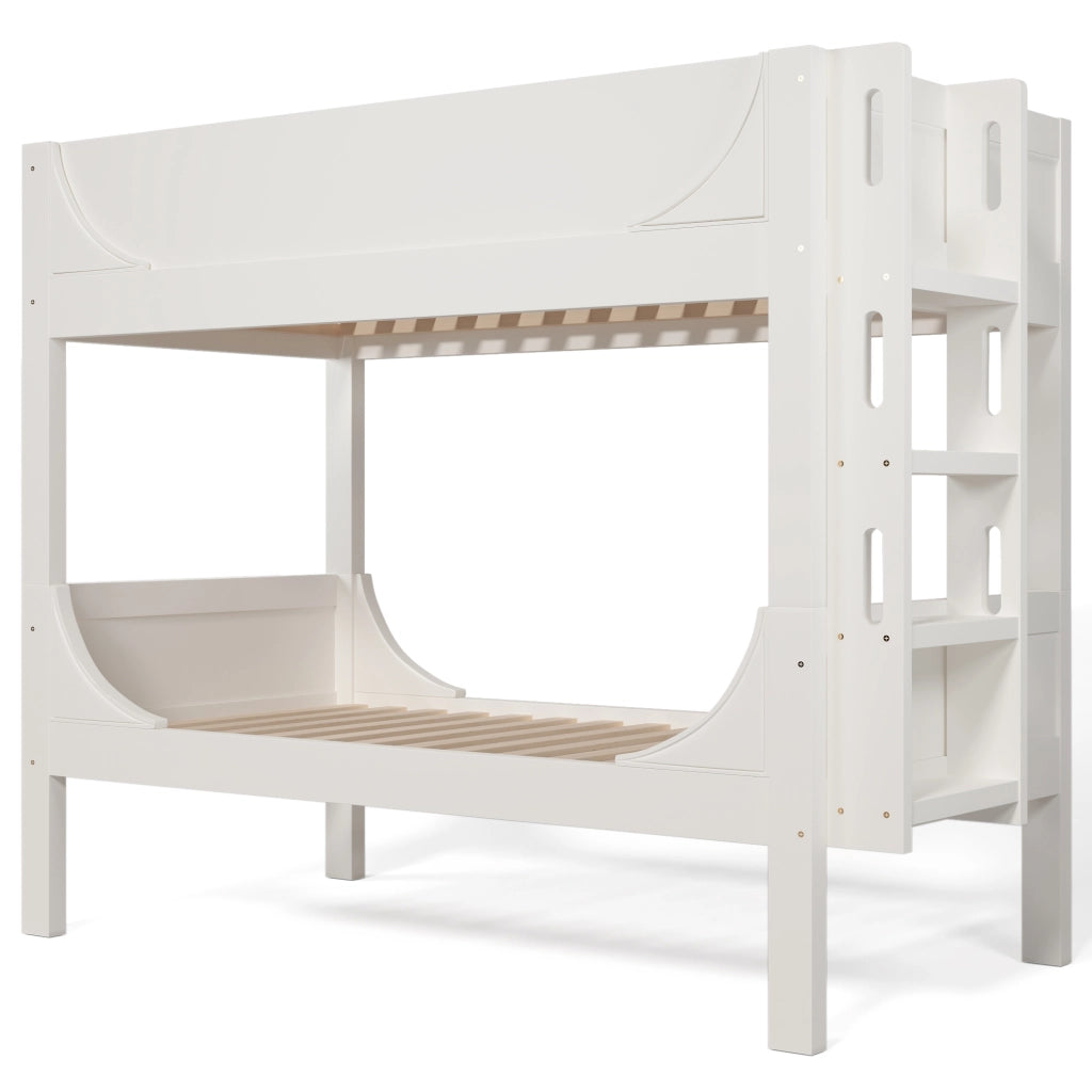 Letto a castello separabile 90x200 cm con scala reversibile, bianco, senza materasso