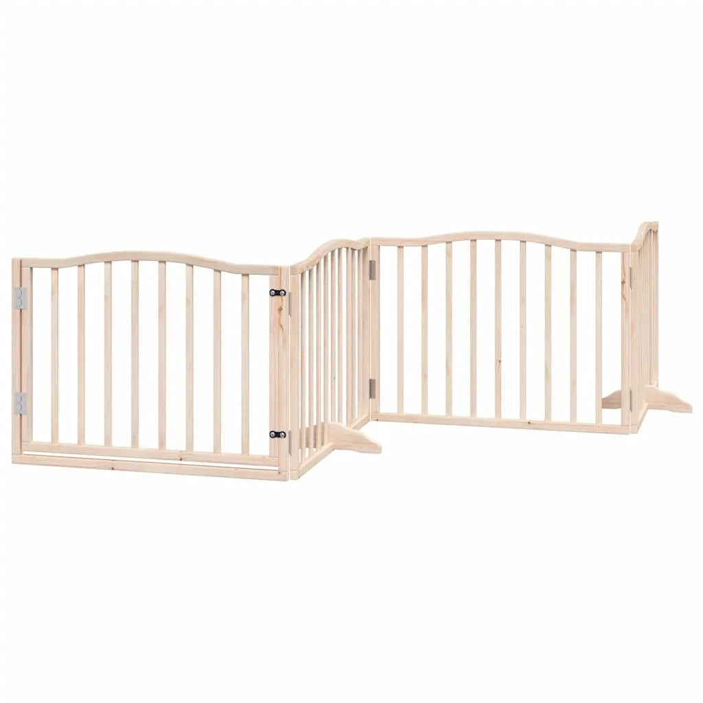 Cancelletto di sicurezza per animali domestici porta pieghevole 12 pannelli legno di pioppo marrone 02_0023157