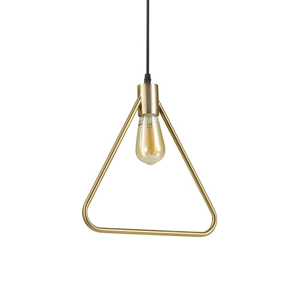 Sospensione Moderna Abc Metallo Ottone 1 Luce E27 Diffusore Triangolare