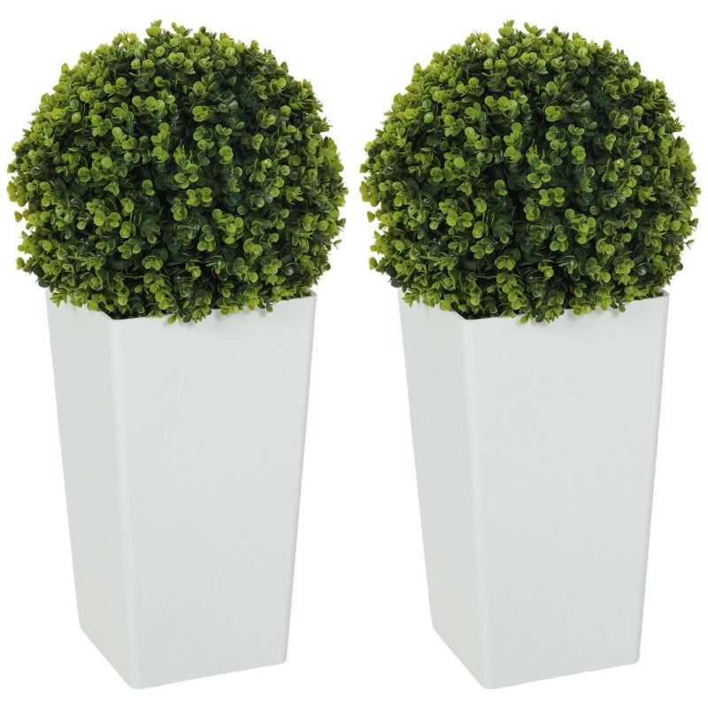 Piante artificiali 2 pezzi con sfere di fogliame in plastica resistente ai raggi UV verdi Ø 32 × 65 cm con vaso