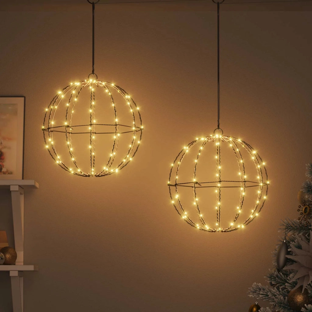 Palla con 192 LED 2 pcs Bianco caldo 30 x 30 x 32 cm Metallo 42019109