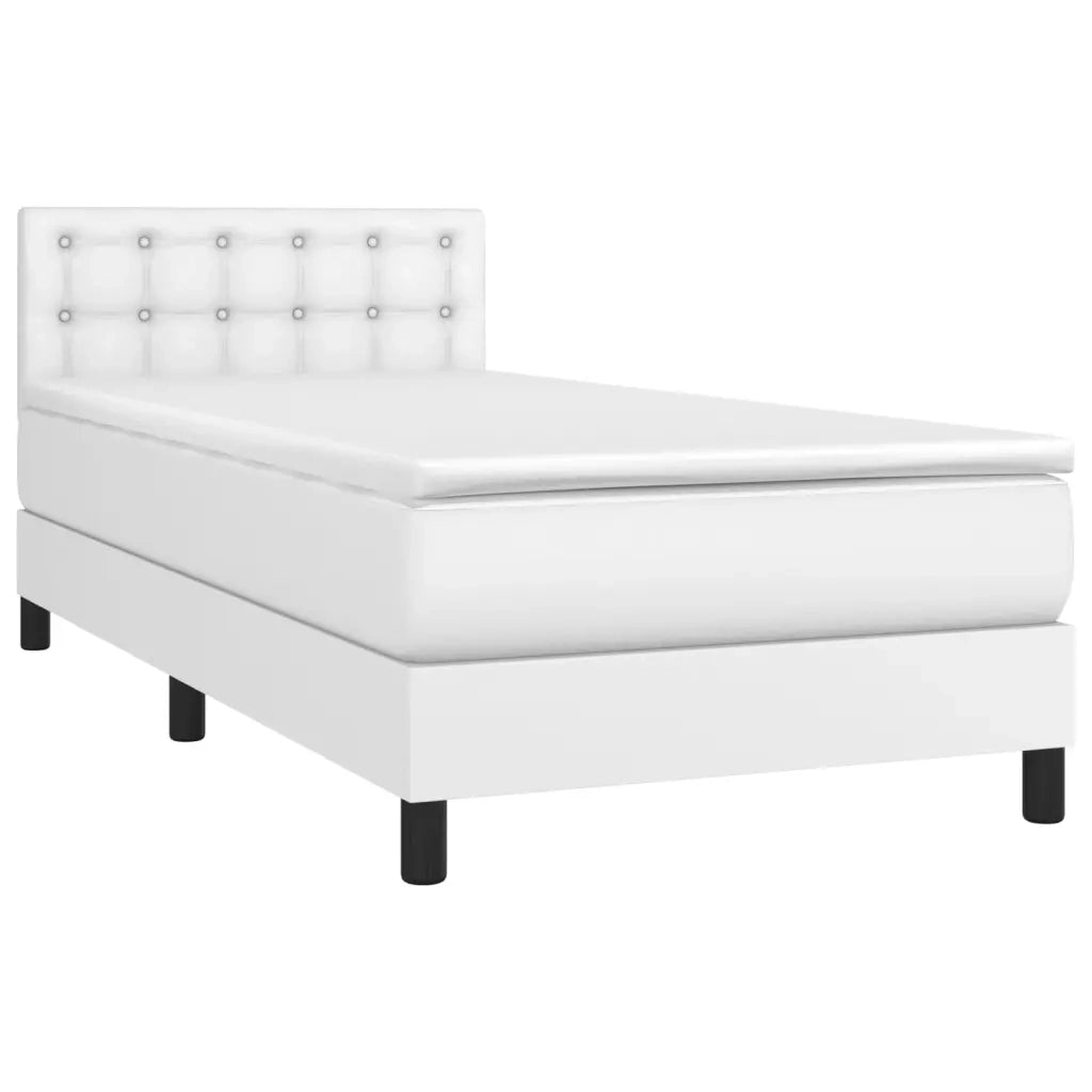 Giroletto Molle con Materasso e LED-Struttura Letto Bianco 80x200 cm Similpelle 811800