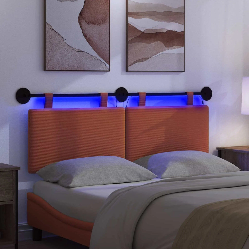 Testiera | Testata sospesa Con luce LED Arancione Tessuto in Cords