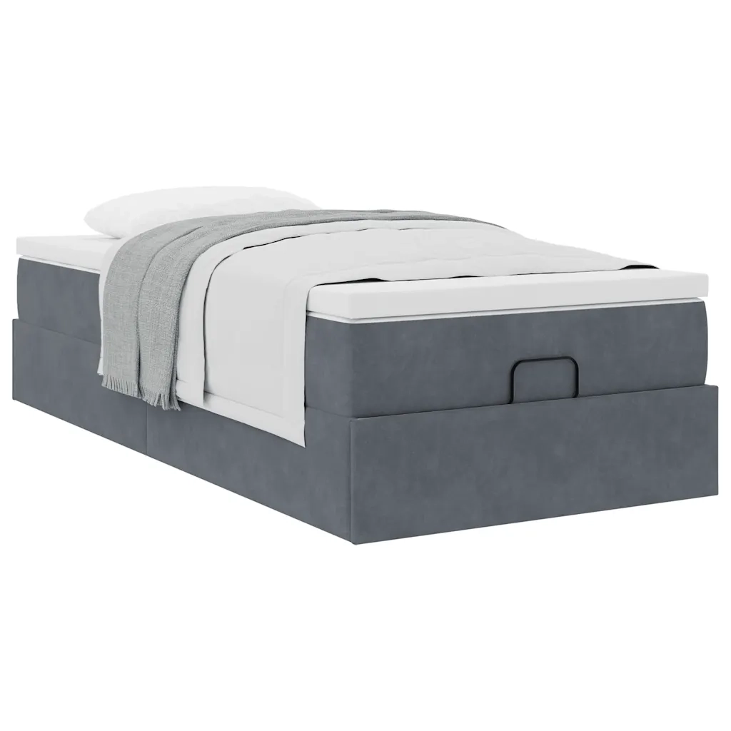 Struttura Letto Pouf con Materasso-Giroletto 180x200 cm in Velluto