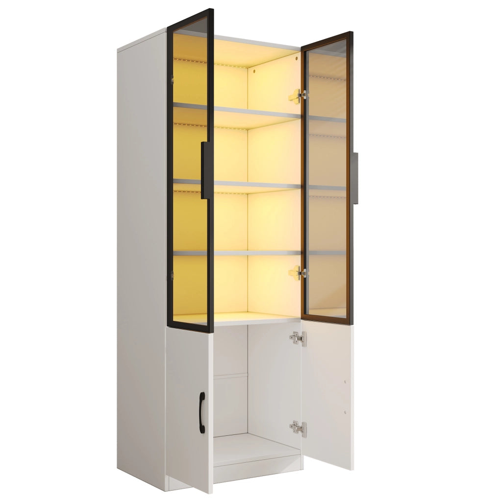 Vetrina 60x40x160 cm con LED multicolore; vetro fumé e truciolare bianco