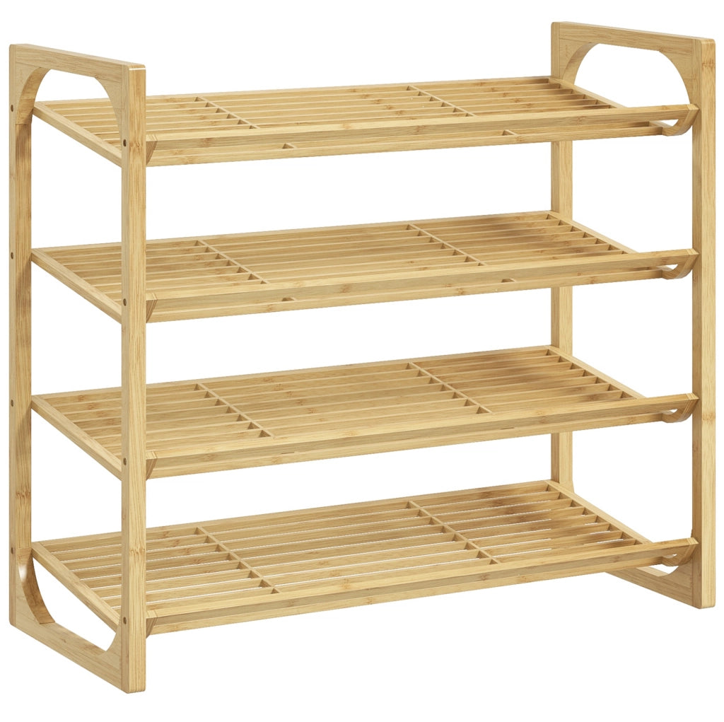 Scarpiera in bambù 76 x 33 x 67 cm naturale - 4 livelli