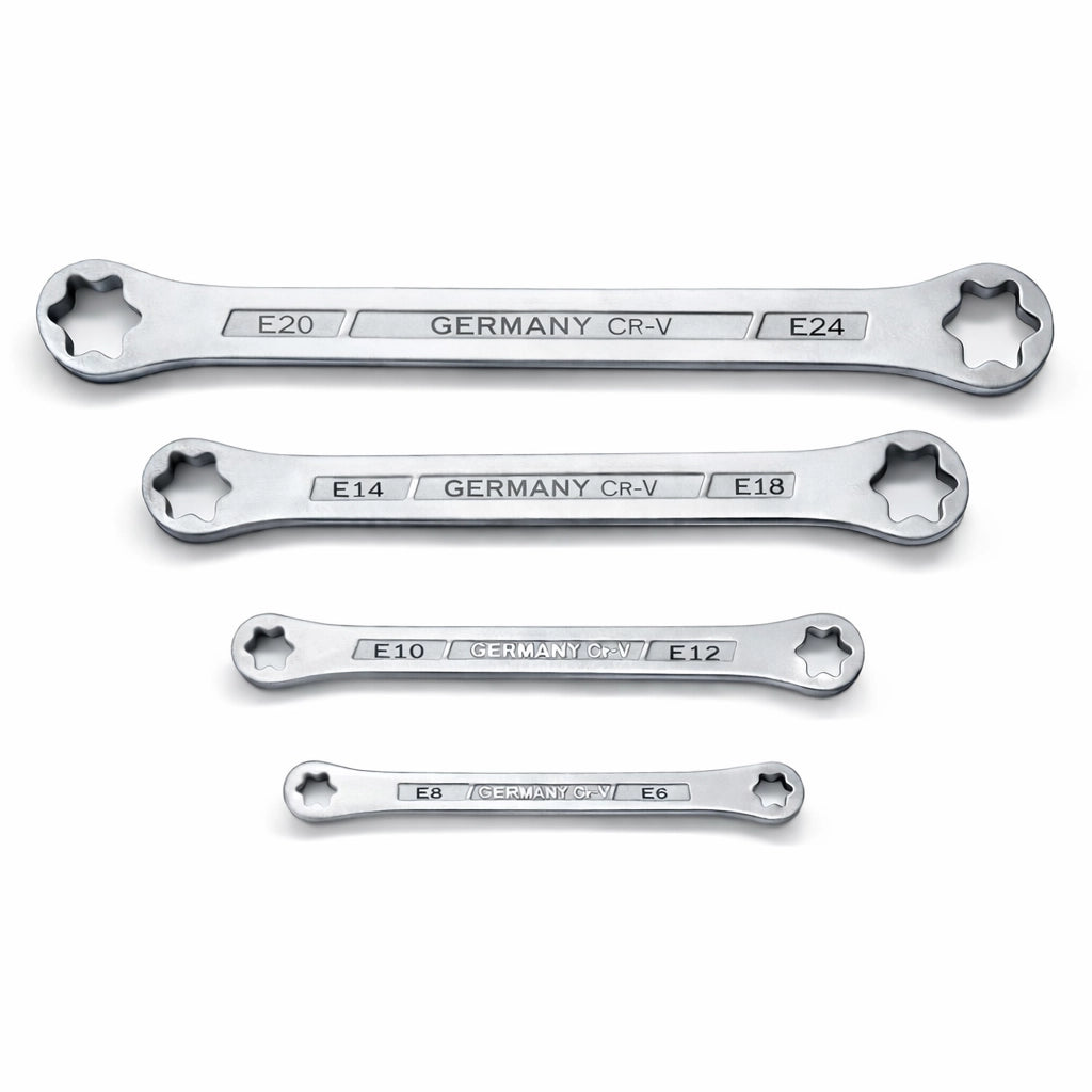 Chiavi a Doppia Stella Set 4PZ Torx Femmina Piatta ad Anello E6-E24 07861
