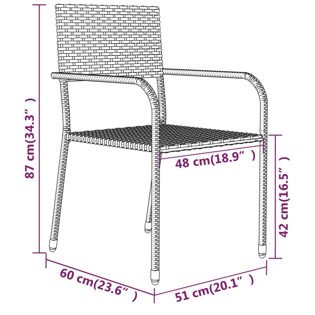 Set Mobili da Pranzo per Giardino 3 pz Nero 3099589