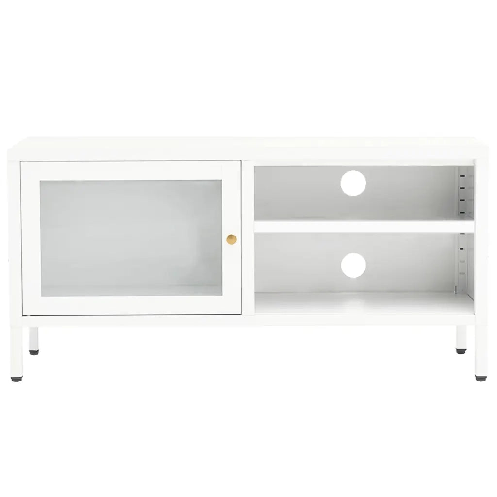 Mobile TV-Credenza TV-Console TV Bianco 90x30x44 cm in Acciaio e Vetro