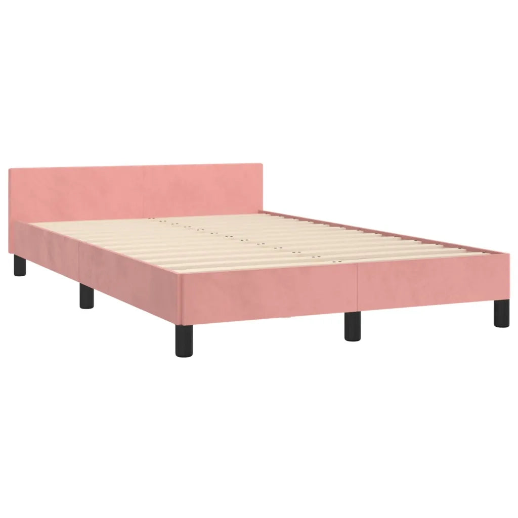 Letto matrimoniale | Letto per adulti | Giroletto con Testiera Rosa 120x200 cm in Velluto