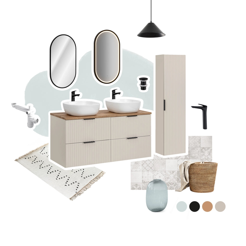 Set mobili bagno 120 cm con lavabo per mobile SKY Adel Cashmere 120 cm