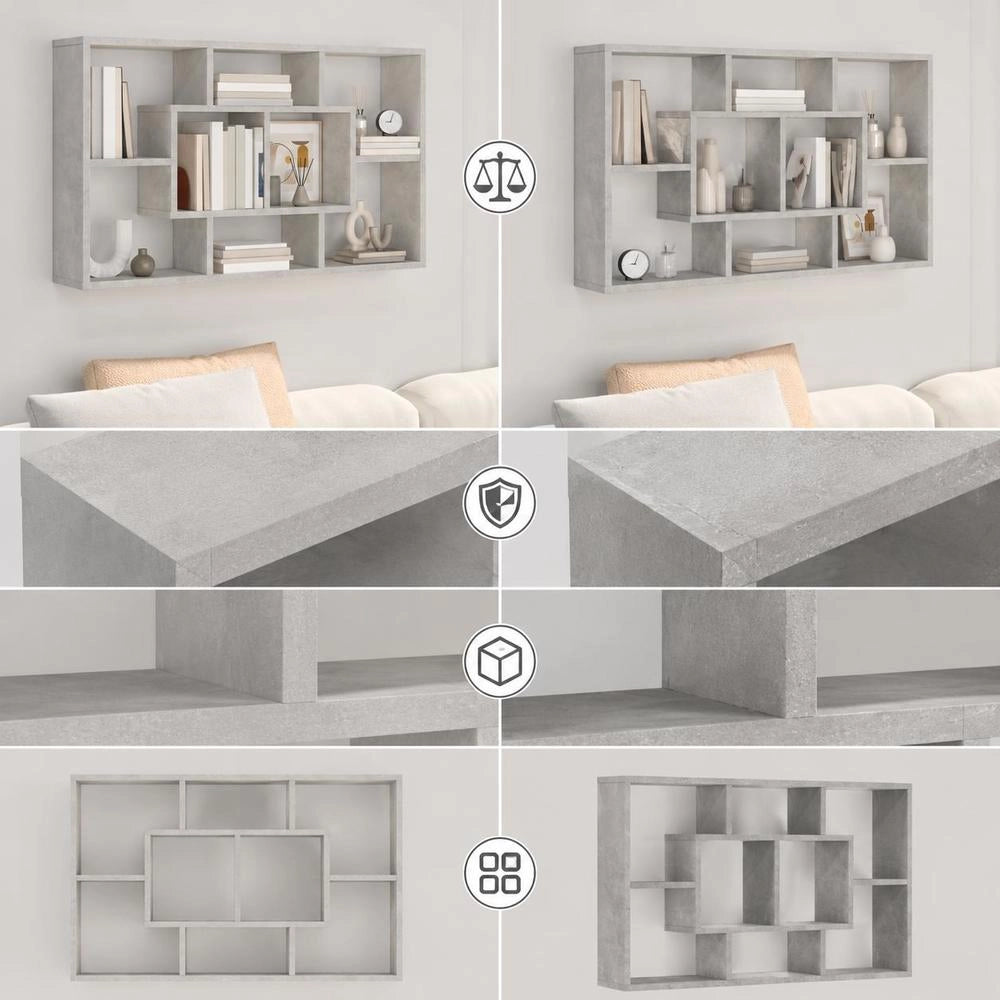 Wall Shelf, Concrete Grey, 85x16x52.5 Cm, Wood-based Material