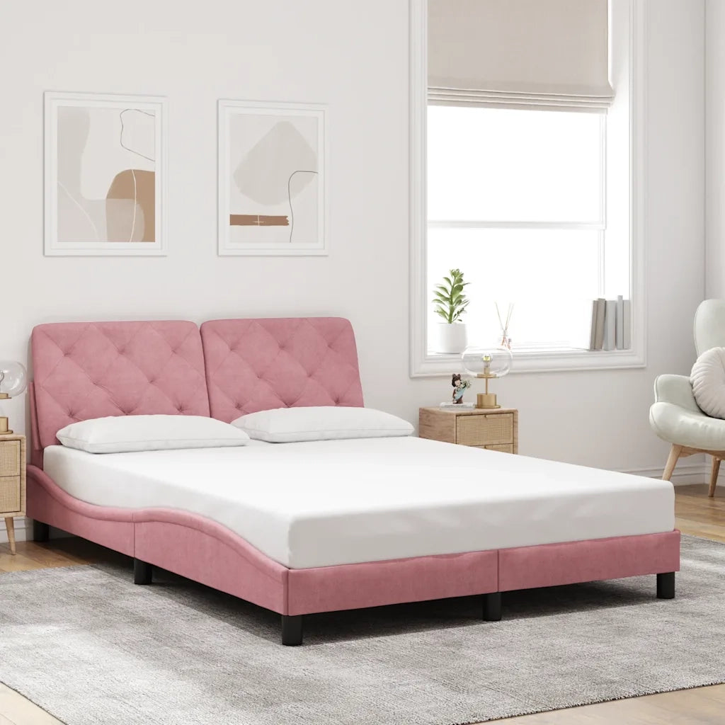 Letto matrimoniale | Letto per adulti | Giroletto senza Materasso Rosa 120x200 cm in Velluto