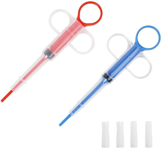 Alimentatore per Cibo in Pastille - 2 Pezzi - Pusher per Medicinali - Spazzola per Cibo - Spazzola per Iniezioni - Alimentatore per Cibo in Pastille - Adatto per Gatti/Cani Piccoli - Pusher per Medicinali