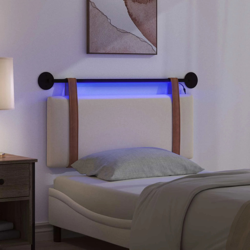 Testiera sospesa Con luce LED Crema PU Antico 3423901