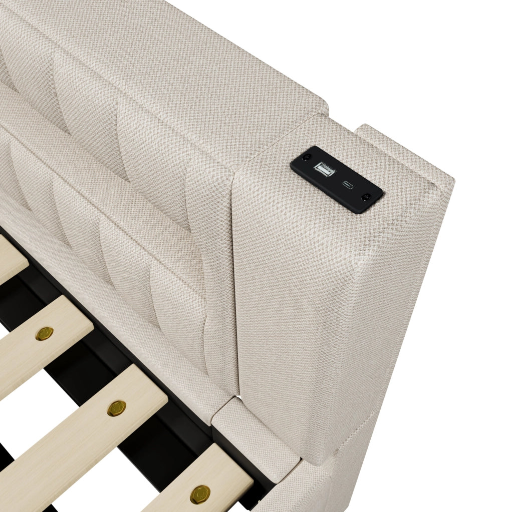 Letto daybed 90x200 cm con LED, contenitore idraulico e porte USB