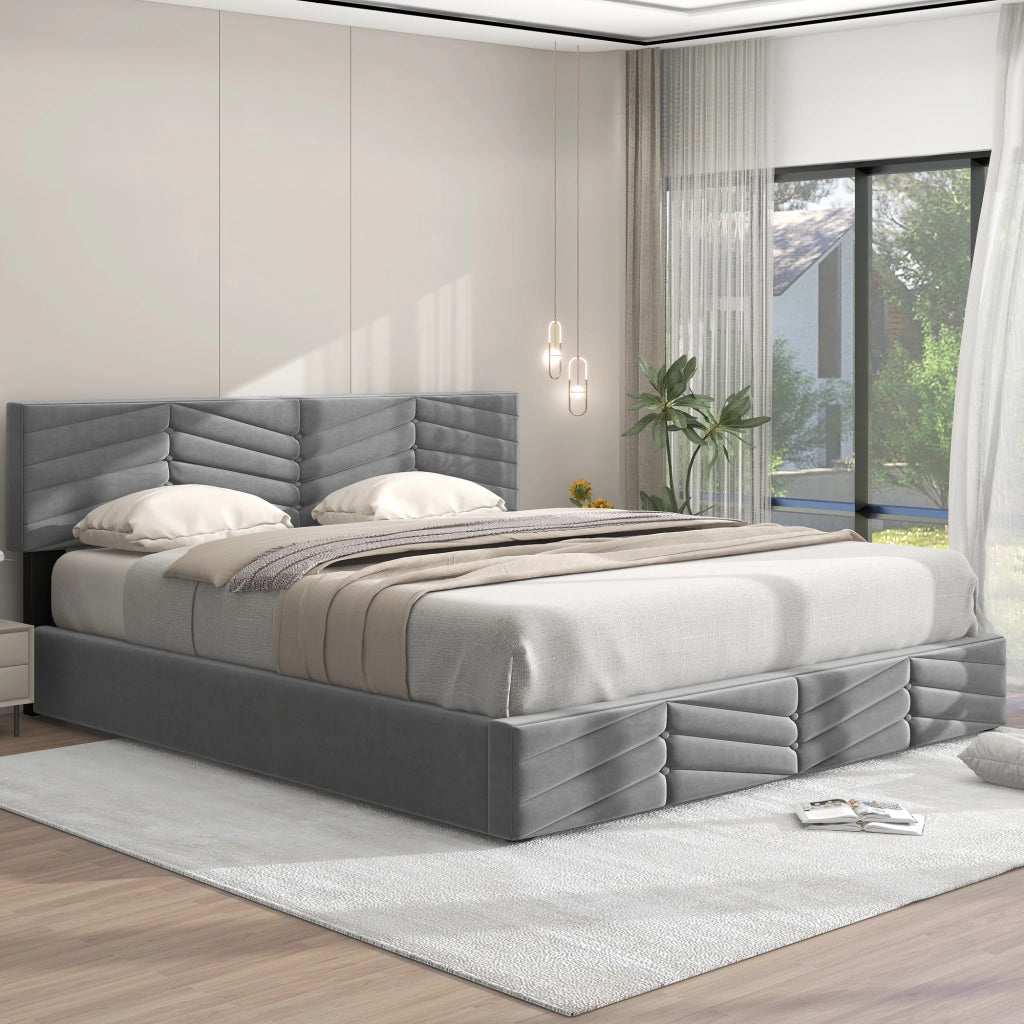 letto imbottito velluto grigio 180 x 200 cm