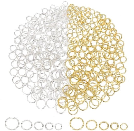 Anelli di connessione saldati - Argento e Oro - 400 pezzi - Adatti per artigianato