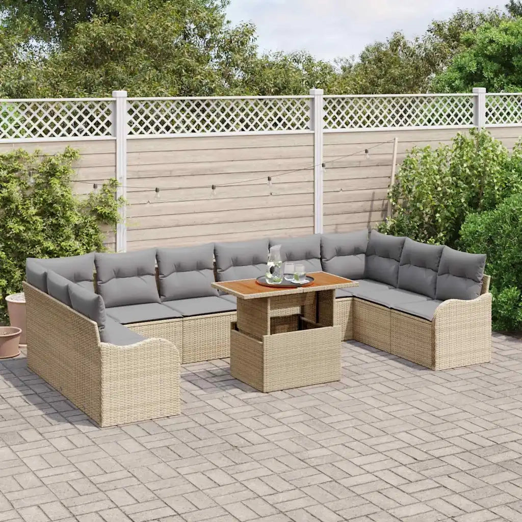 Set Divano da Giardino con cuscino 11 pcs beige e grigio chiaro