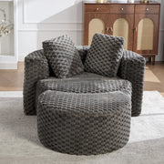 Poltrona compressa con pouf design a botte 360° in tessuto grigio scuro senza montaggio 130 × 115 × 103 cm