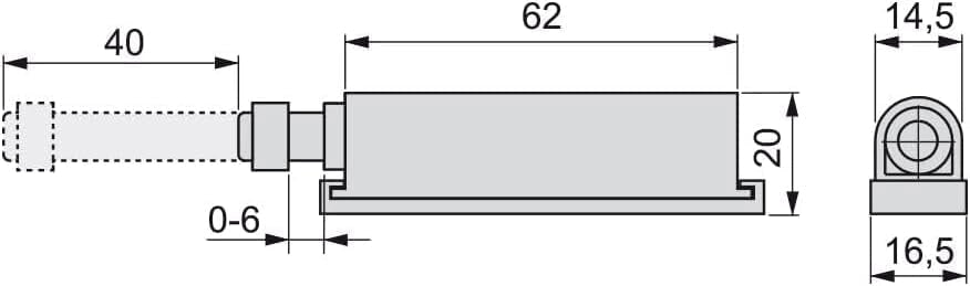 Chiusura push per mobili con base e tappo grigio