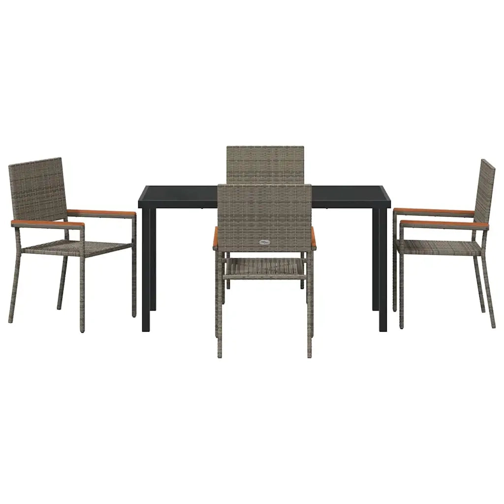 Set da Pranzo per Giardino con cuscino 5 pcs Grigio polyrattan 3379711