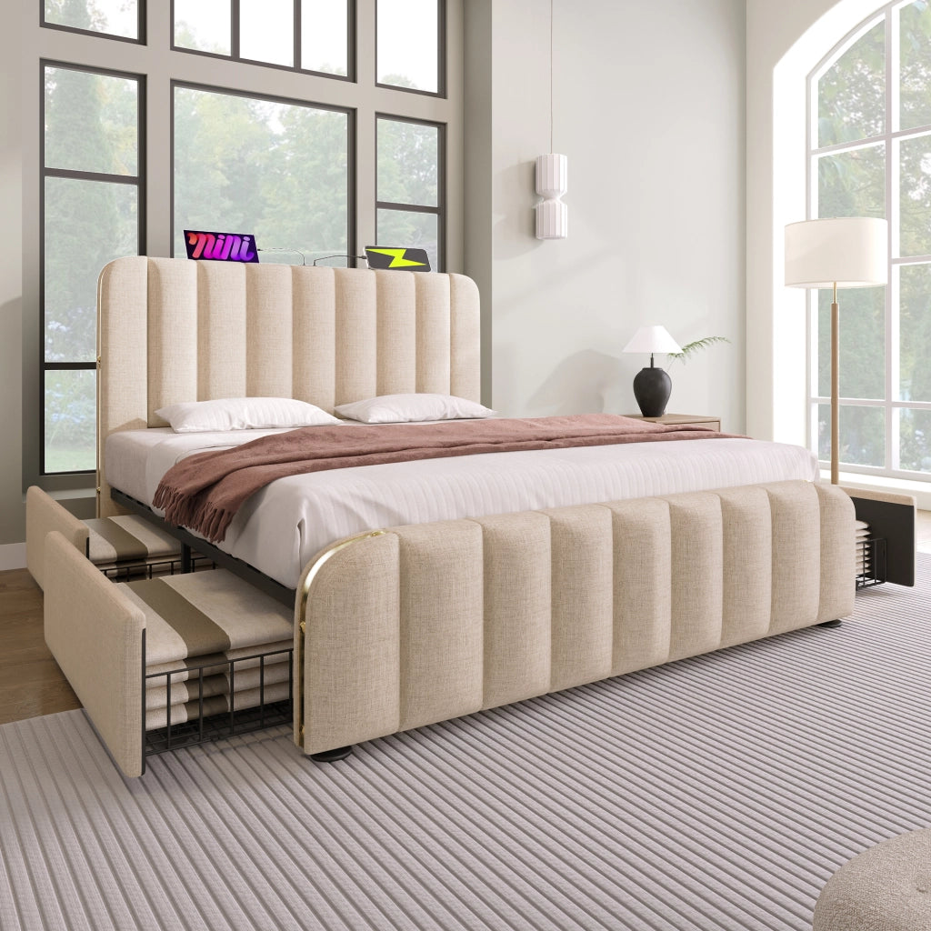 Letto matrimoniale imbottito 160x200 cm con materasso