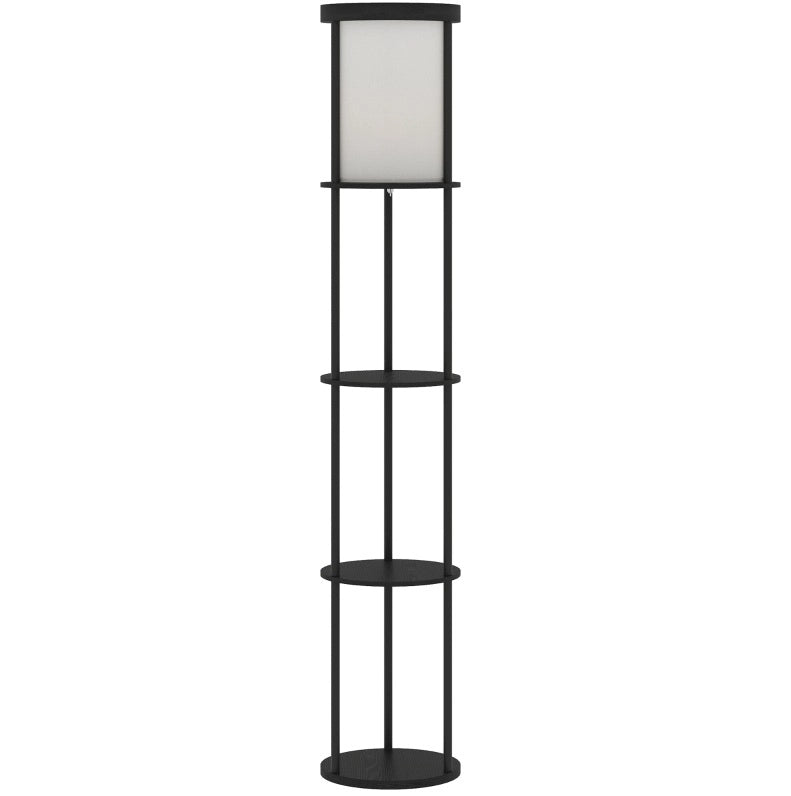 Lampada da terra con ripiani rotonda 29x29x158 cm in metallo nero con telecomando