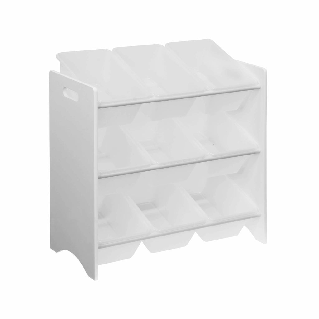 Contenitore per giocattoli con 9 scomparti, bianco