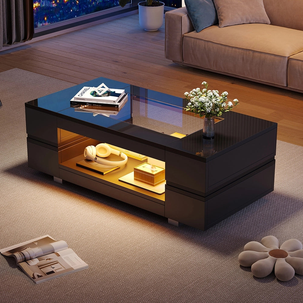 Tavolino-Xylo-Nero LED Bluetooth design cavo