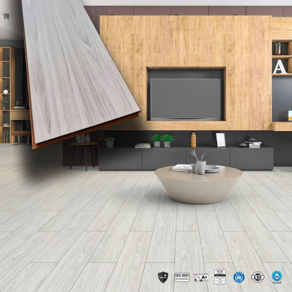 Pavimento in laminato 8mm Click Spazzolato  bisellato NOCE GRIGIO 197x1205 - 10 anni garanzia (prezzo al m²)