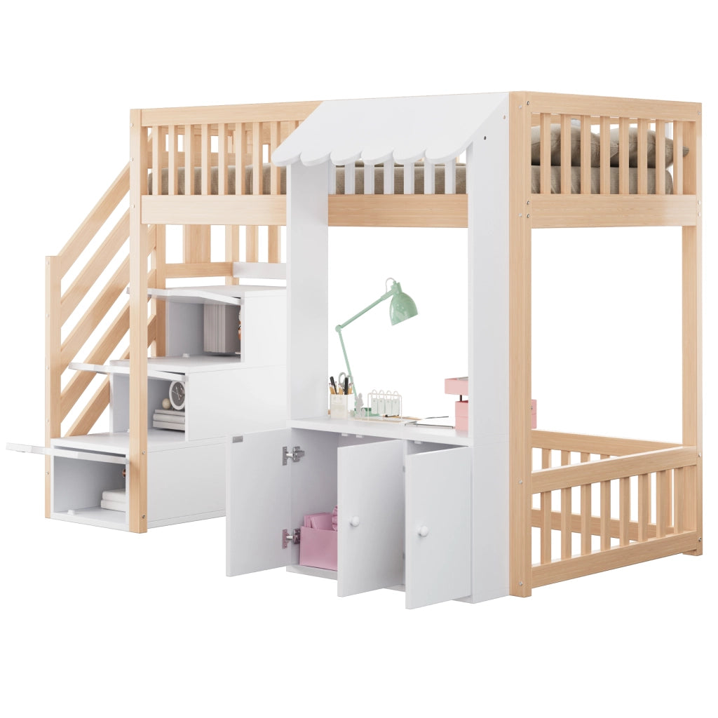 letto a castello in legno massello e mdf colore legno 90 x 200 cm