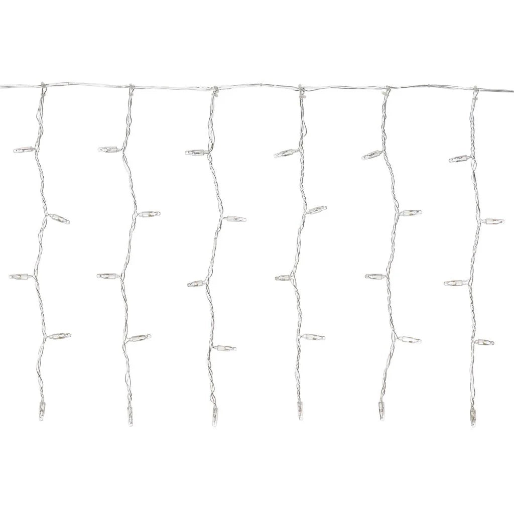 Tenda con maxiled bianco caldo o bianco freddo, cavo trasparente, prolungabile diverse misure - bianco-freddo - 5 M -.