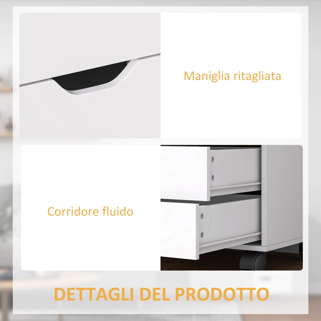 Cassettiera con 5 Cassetti e Ripiano Regolabile ¨C Minimal ¨C Bianco