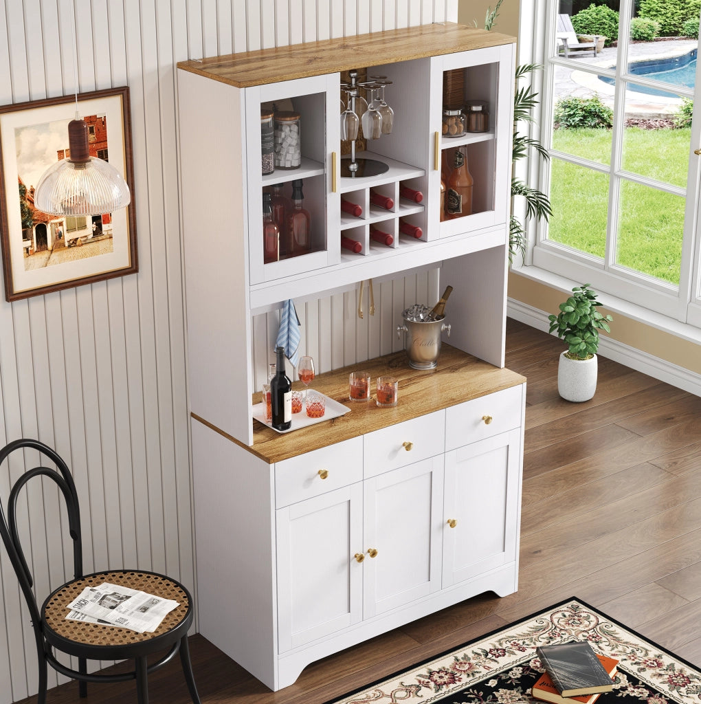 Credenza alta 94,5 x 30 x 175,5 cm in MDF bianco effetto legno