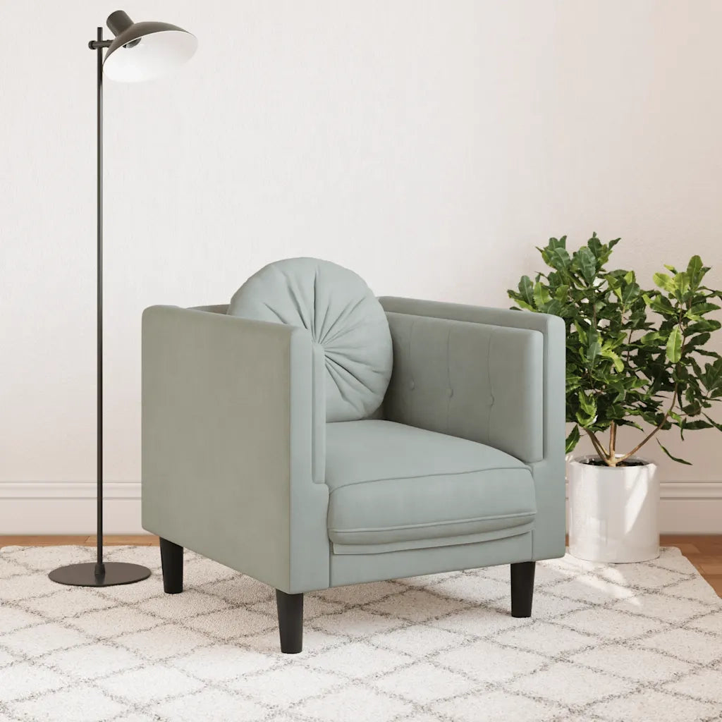 Poltrona | Sedia Relax con Cuscino Grigio Chiaro in Velluto