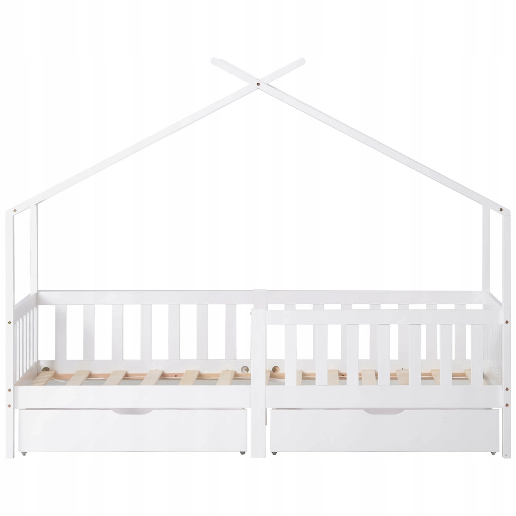 Letto singolo per bambini - Xylo - 200x90 - Bianco - Con 2 cassetti