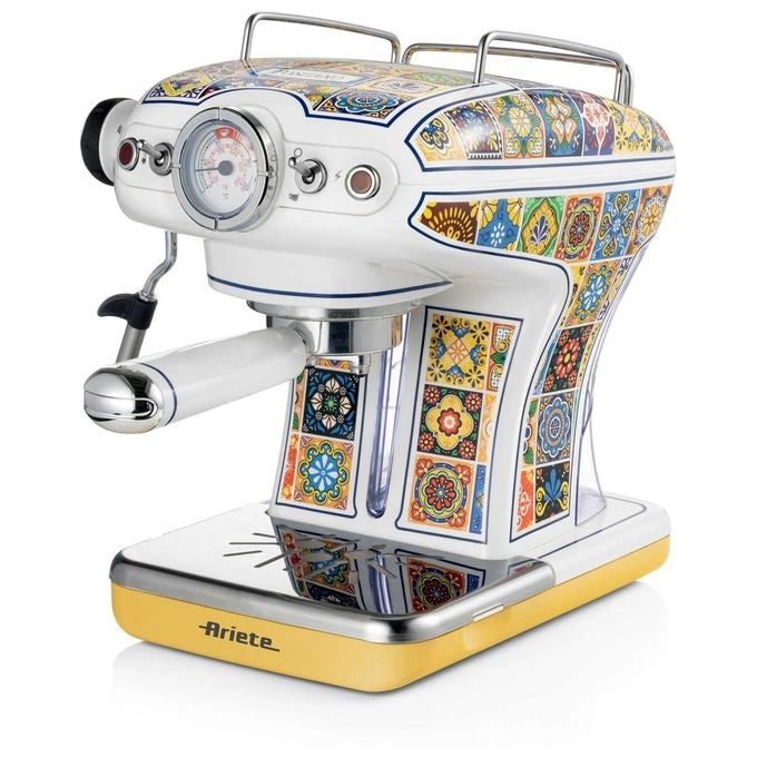 Ariete 00M13891PAR0 Positano Macchina da caffe' Espresso 0,9 L 15 bar 850 W Cialde ESE e Polvere Cappuccinatore colore Giallo Blu
