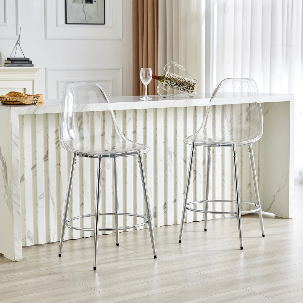 SGABELLO ALTO Set da 2 pezzi, 66 cm, trasparente, metallo e plastica