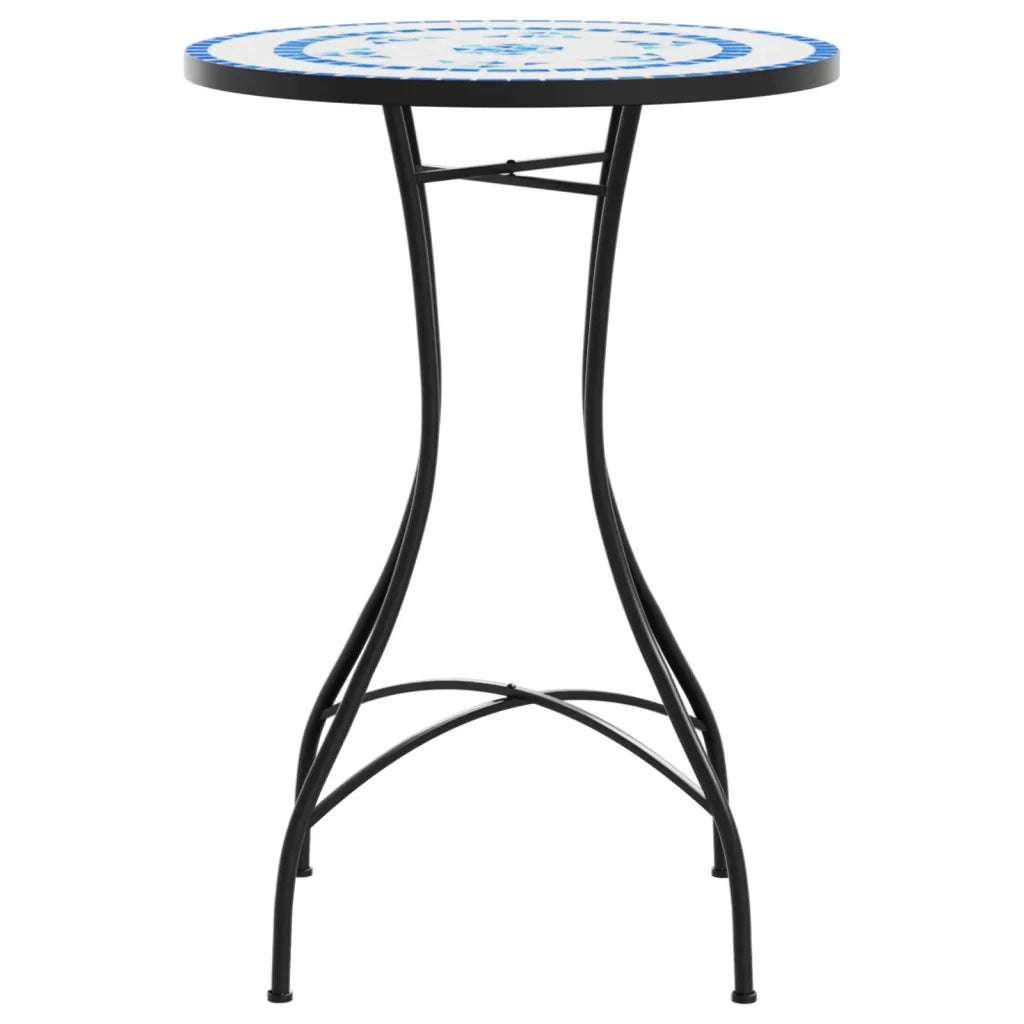 Tavolino da Giardino | Tavolino da Bistrot con Mosaico Blu e Bianco ?50x70 cm Ceramica