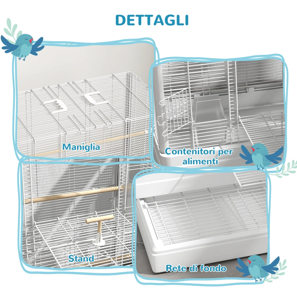Voliera per Uccelli ¨C Minimal ¨C Bianco 61x36.5x98 cm