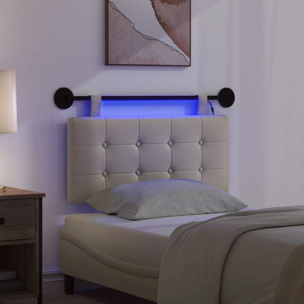 Testiera | Testata sospesa Con luce LED Crema Similpelle