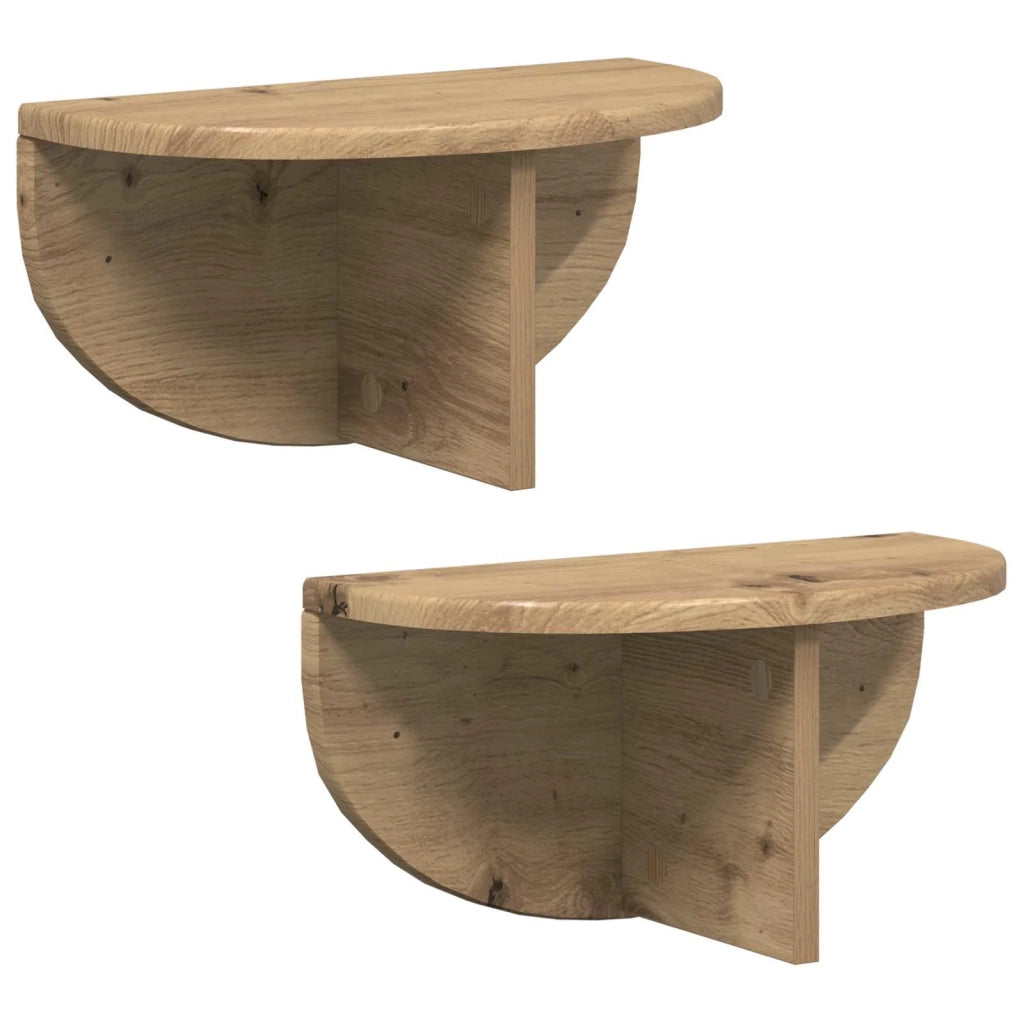 2 pz Scaffale da parete | Ripiano a parete | Mensola a parete Rovere artigianale 38 x 19 x 19 cm