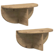 2 pz Scaffale da parete | Ripiano a parete | Mensola a parete Rovere artigianale 38 x 19 x 19 cm
