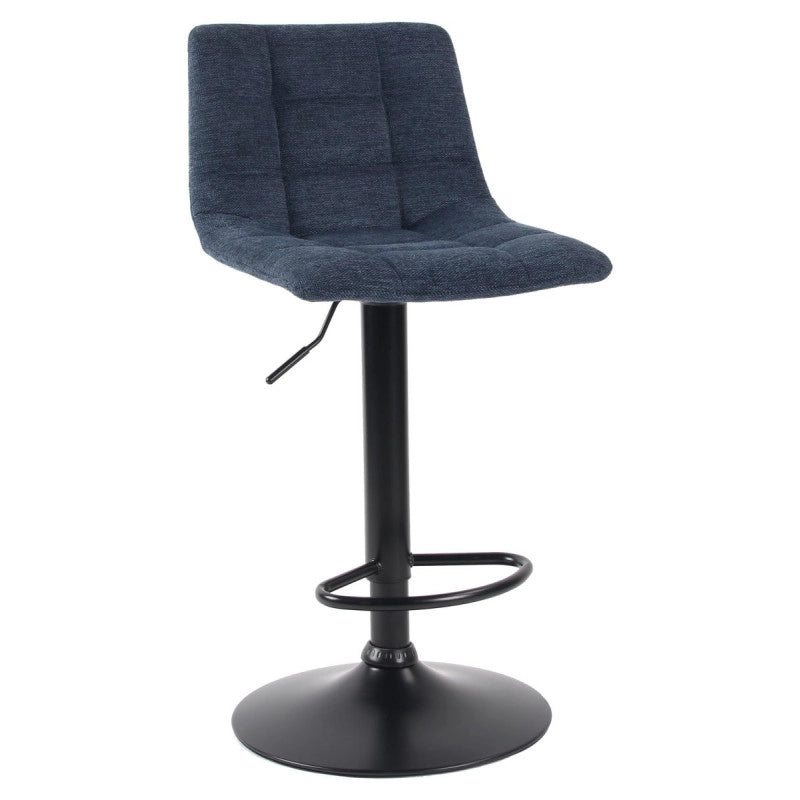 Set di 2 Sgabelli Clayton In Tessuto Blu E Base Nera