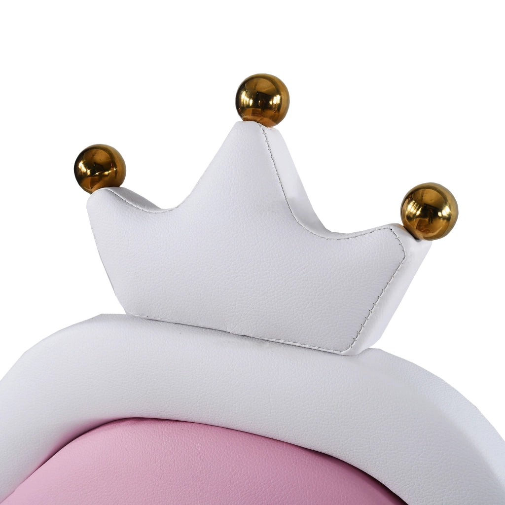 Letto singolo 90 × 200 cm imbottito con testiera a corona in similpelle bianca e rosa con rete a doghe