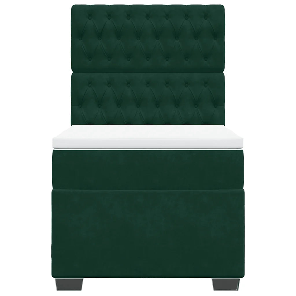 Giroletto a Molle con Materasso Verde Scuro 80x200 cm Velluto