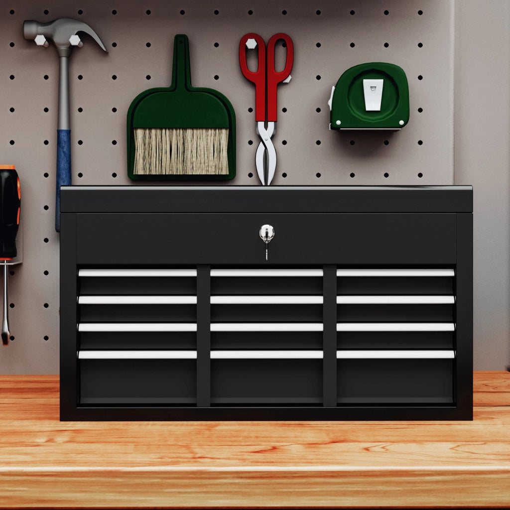 Cassetta per Attrezzi 6 Cassetti con Serratura 60x26x34 cm in Acciaio Nero