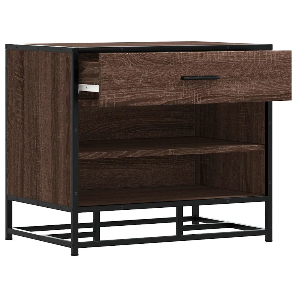 Panca Portaoggetti Rovere Marrone Legno Multistrato e Metallo